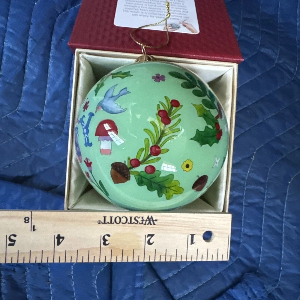World Market Li Bien Green Woodland Gnome 2025 Glass Ball Ornament